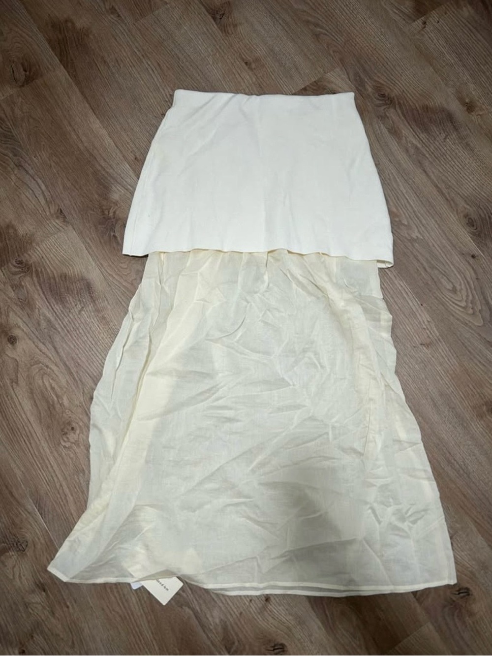 Commense Cream High-Low Layered Maxi Skirt